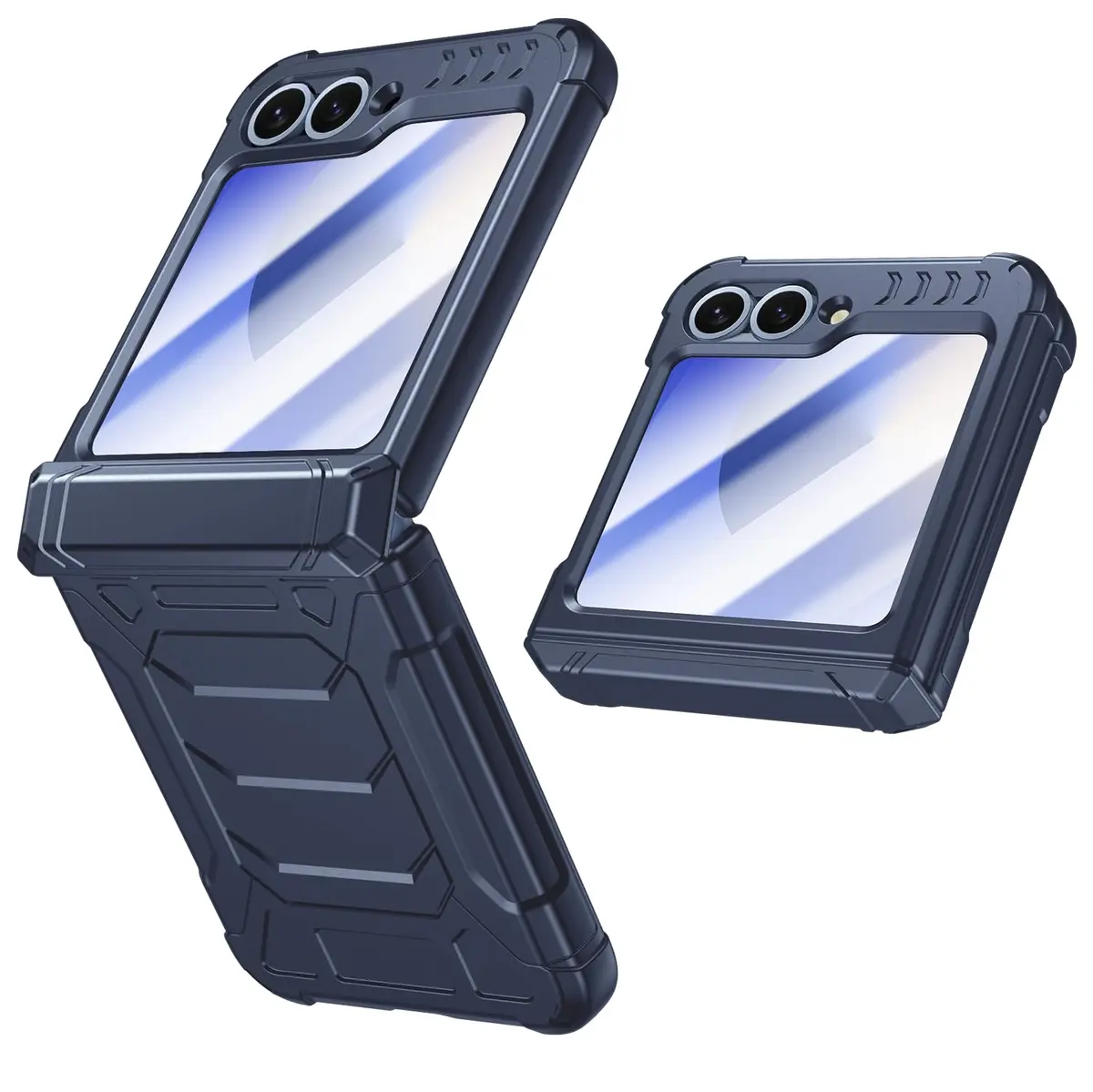 spoovcto Military-Grade Protection Case for Samsung Galaxy Z Flip 6 & Flip 7 FE with Hinge Protection & Screen Protector (Dark Blue) - main product image