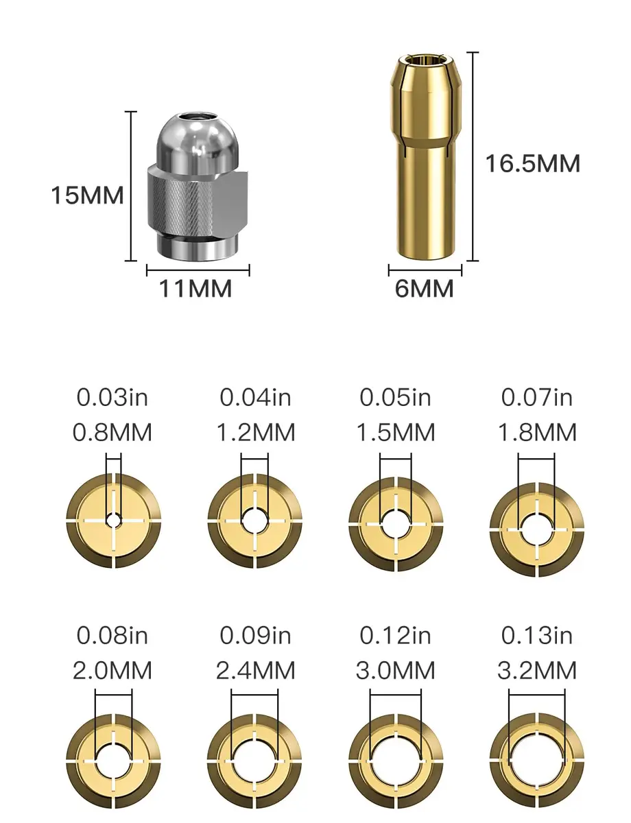 Mellbree Drill Chuck Collet Set 12PCS 1/32" to 1/8" | Universal Power Tool Accessory - view 7