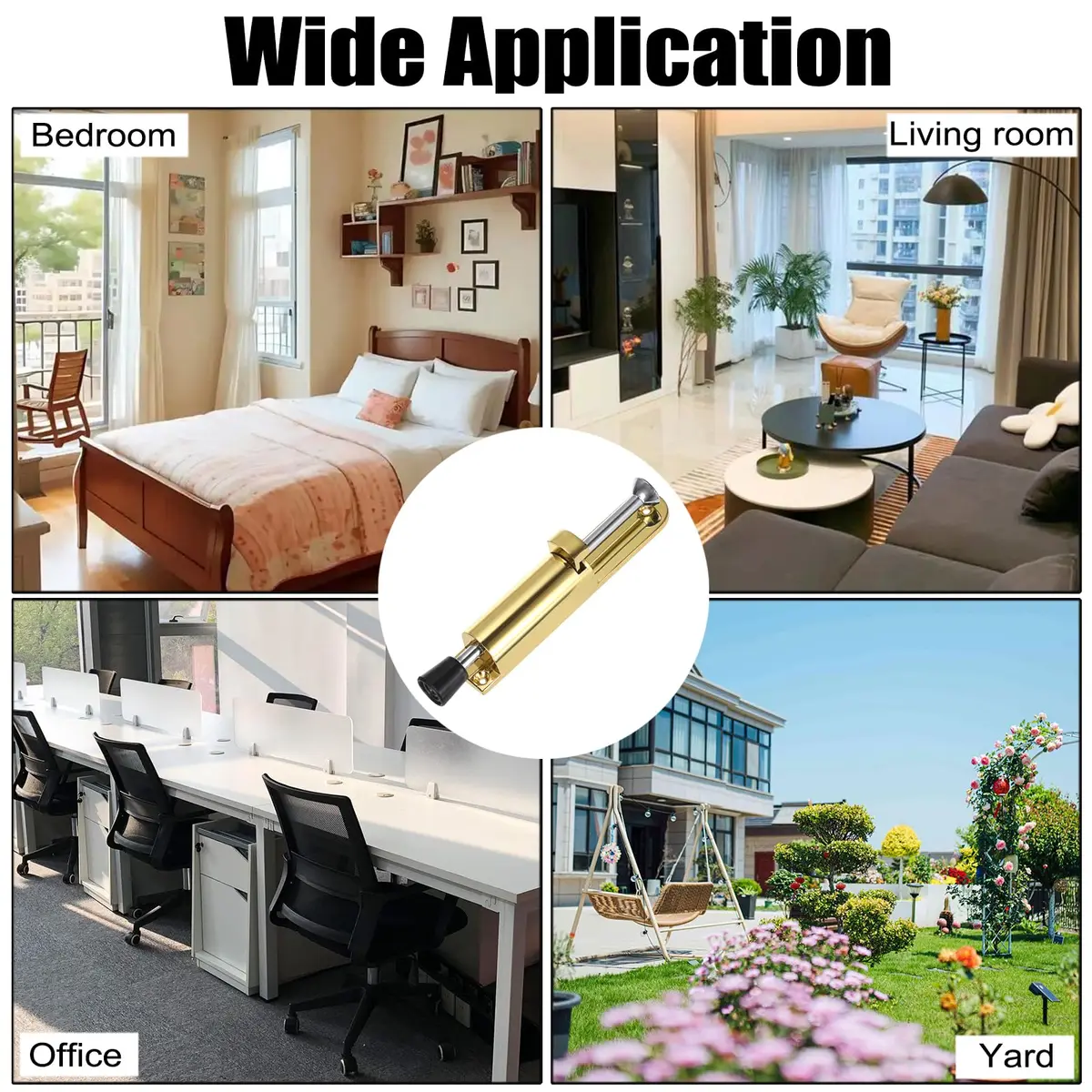Sumnacon Kickdown Door Stop - Stainless Steel Heavy Duty Rubber Floor Stopper, Gold | Easy Step On/Off, Adjustable, Spring Loaded, Durable - view 7