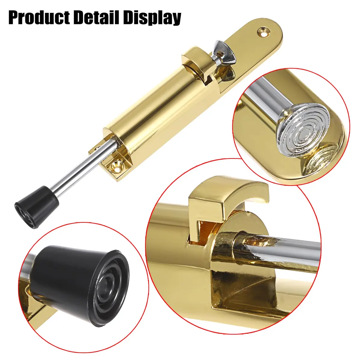 Sumnacon Kickdown Door Stop - Stainless Steel Heavy Duty Rubber Floor Stopper, Gold | Easy Step On/Off, Adjustable, Spring Loaded, Durable - view 4