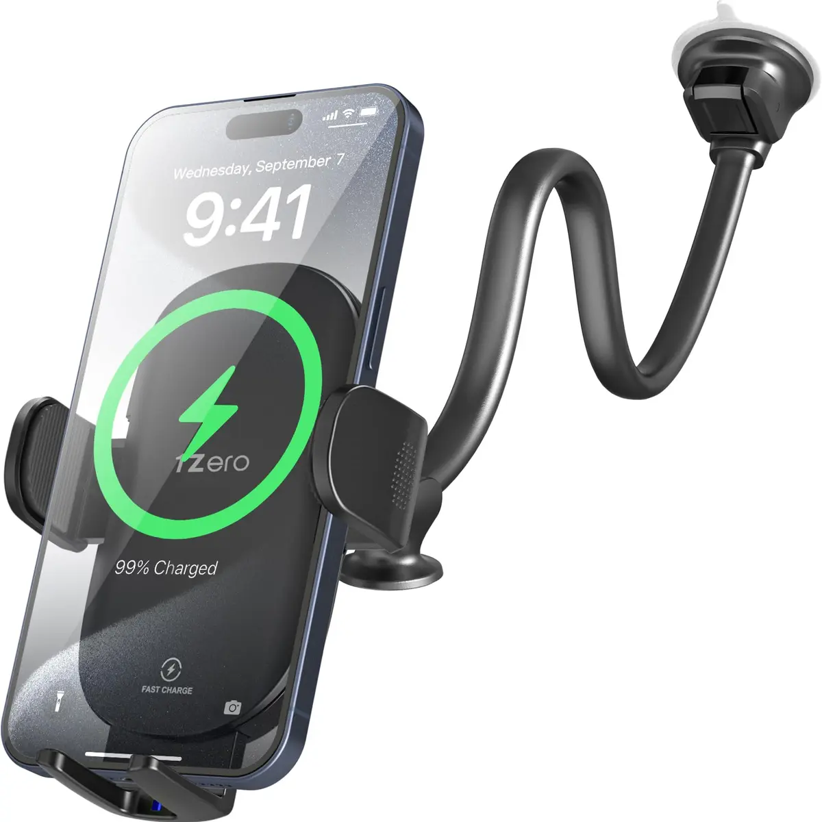1Zero Solid Car Truck Phone Mount Holder 14" Arm | Wireless Charger & Secure Fit - main product image