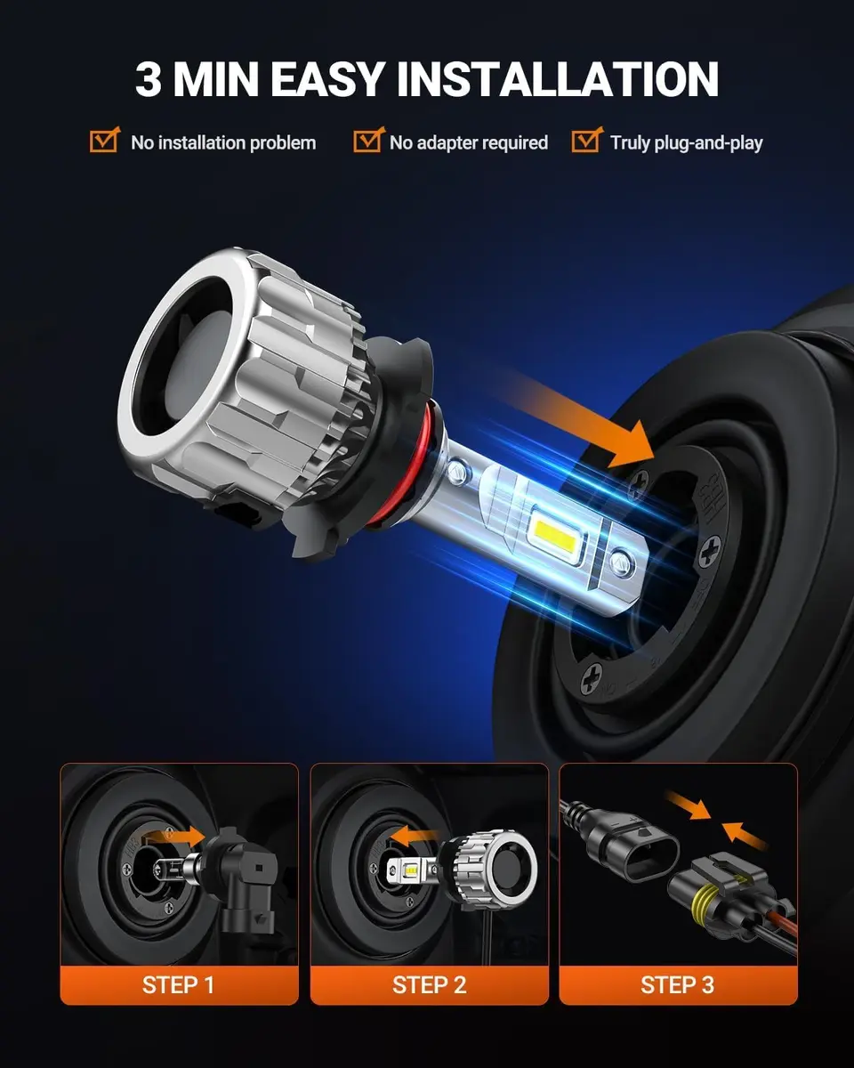 SEALIGHT 9005/HB3 LED Fog Light Bulbs 70000LM Cool White 6500K (2-Pack) | 70,000-Hour Lifespan - view 5