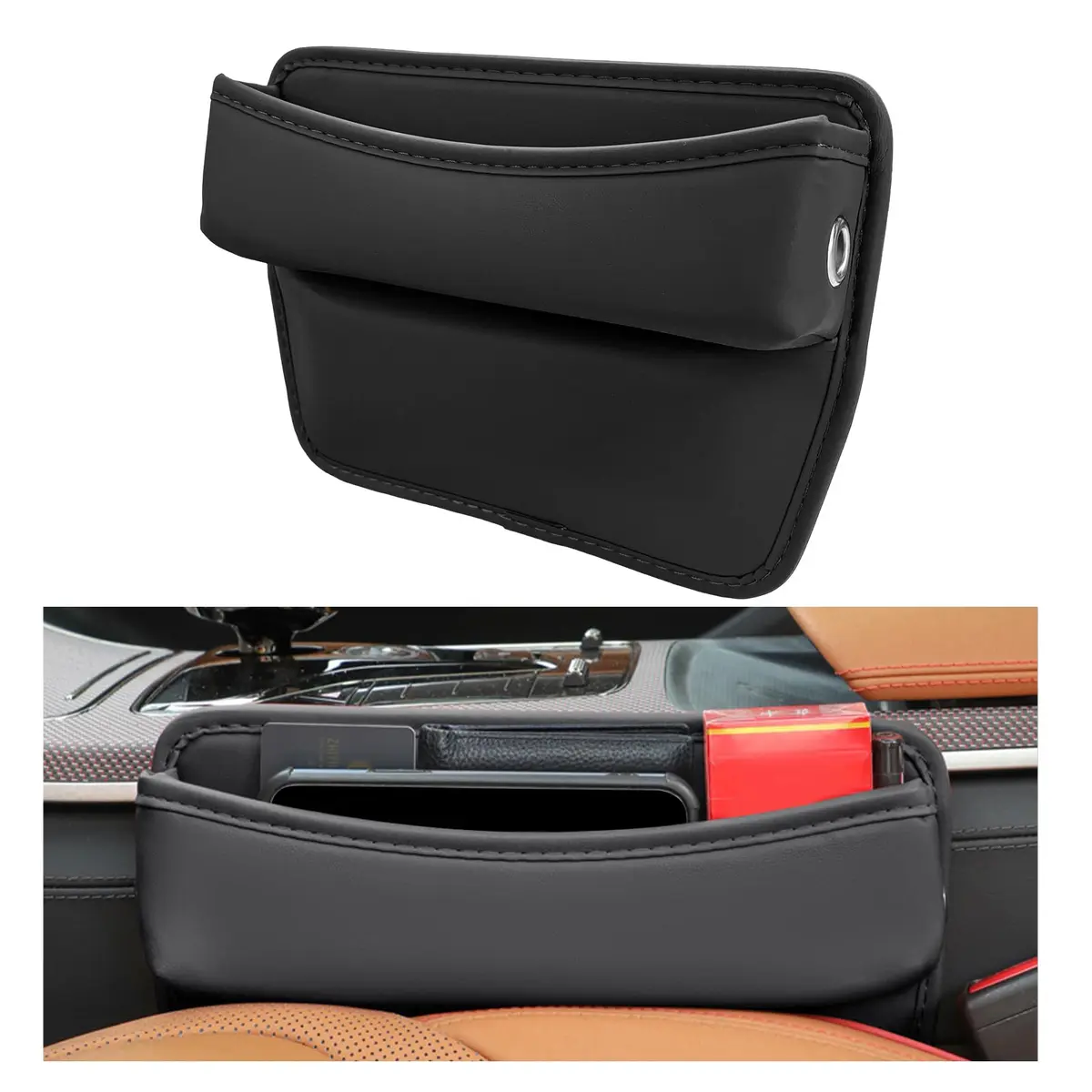 DXNQ Leather Car Seat Gap Filler Organizer 11.42×7.87 inches | Keeps Car Tidy & Stylish - main product image