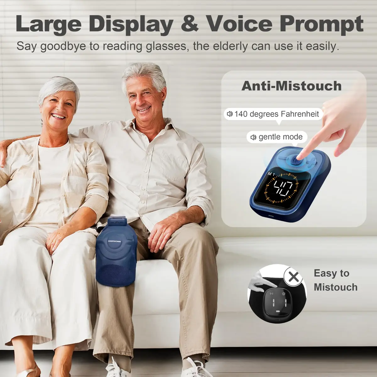 KingPavonini Knee Massager for Pain Relief, Heating Pad for Knee, Blue 1.0 | 5 Heat & Vibration Modes, Cordless, Gift-Ready - view 5