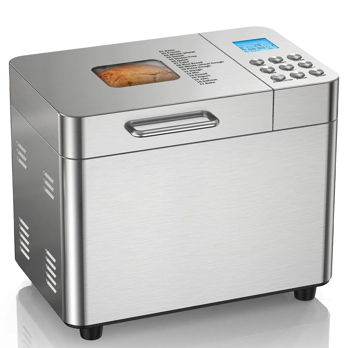 OSIPOTO 2LB Bread Maker 17 in 1 Stainless Steel | Automatic, Non-stick, 15 Hour Timer - main product image