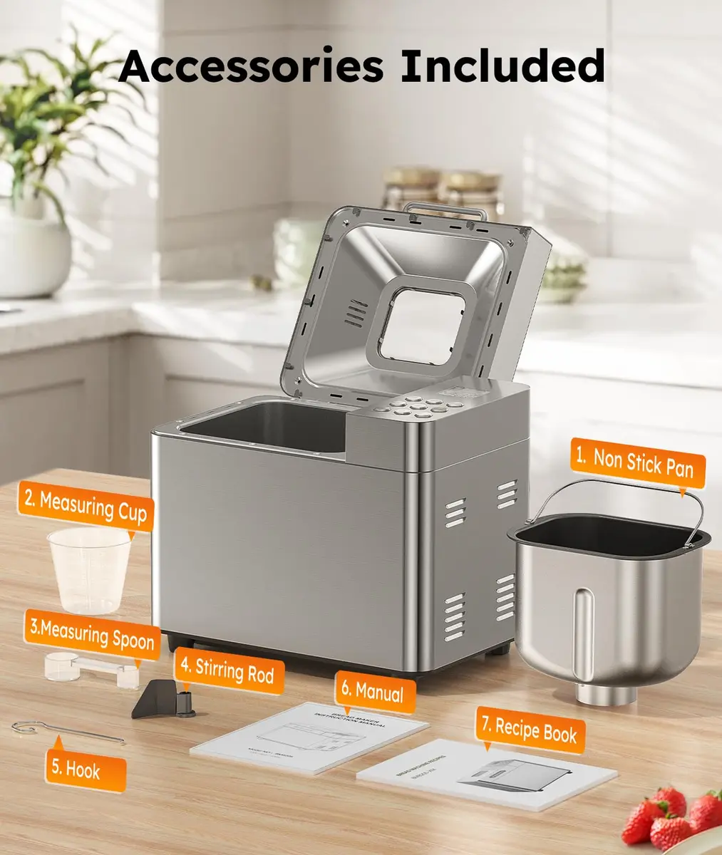 OSIPOTO 2LB Bread Maker 17 in 1 Stainless Steel | Automatic, Non-stick, 15 Hour Timer - view 9