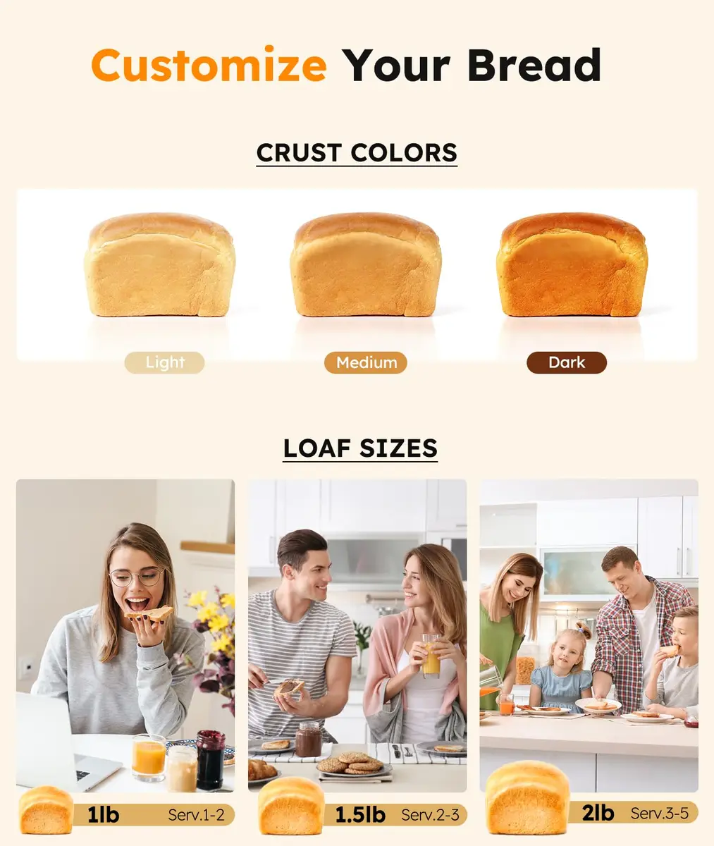 OSIPOTO 2LB Bread Maker 17 in 1 Stainless Steel | Automatic, Non-stick, 15 Hour Timer - view 3