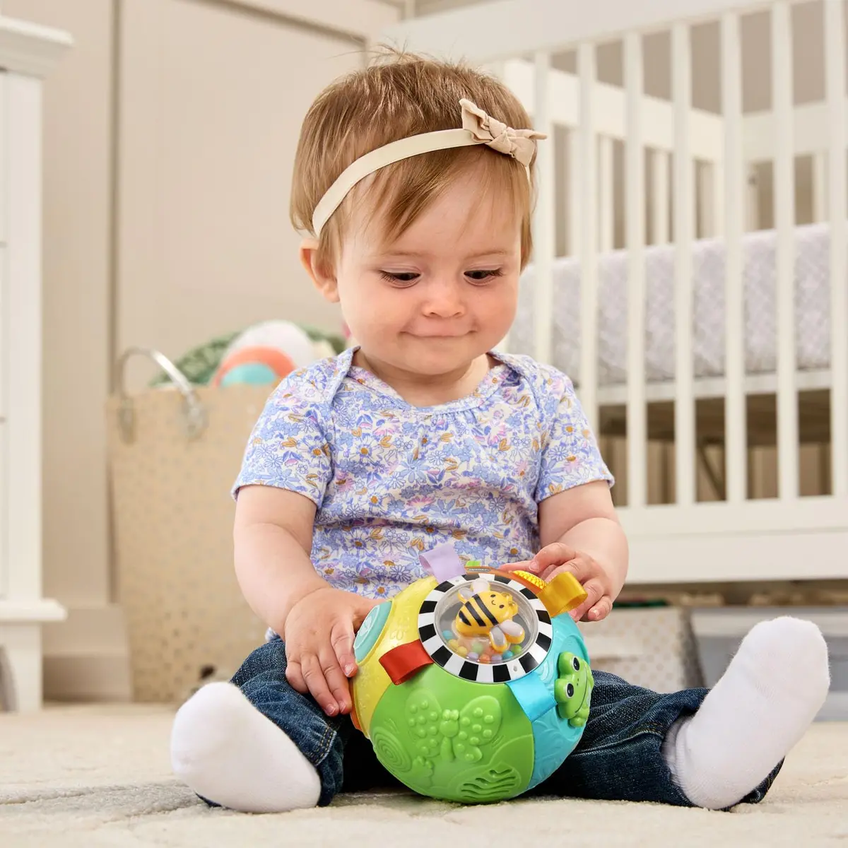 VTech Baby On-the-Moove Activity Ball with Textures, Orange 12.7cm (5") | Motion-Activated Crawl Encouragement - view 6