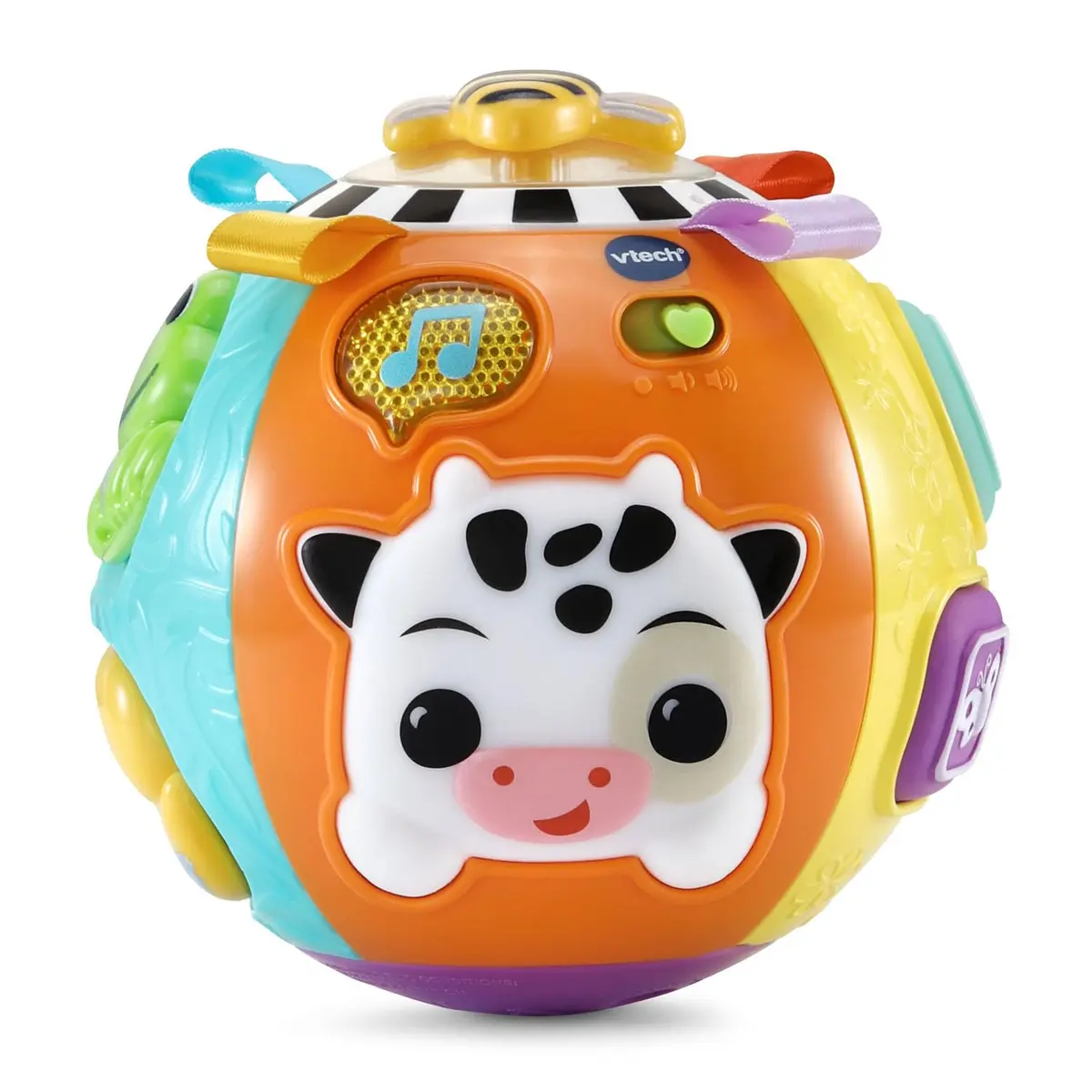 VTech Baby On-the-Moove Activity Ball with Textures, Orange 12.7cm (5") | Motion-Activated Crawl Encouragement - main product image