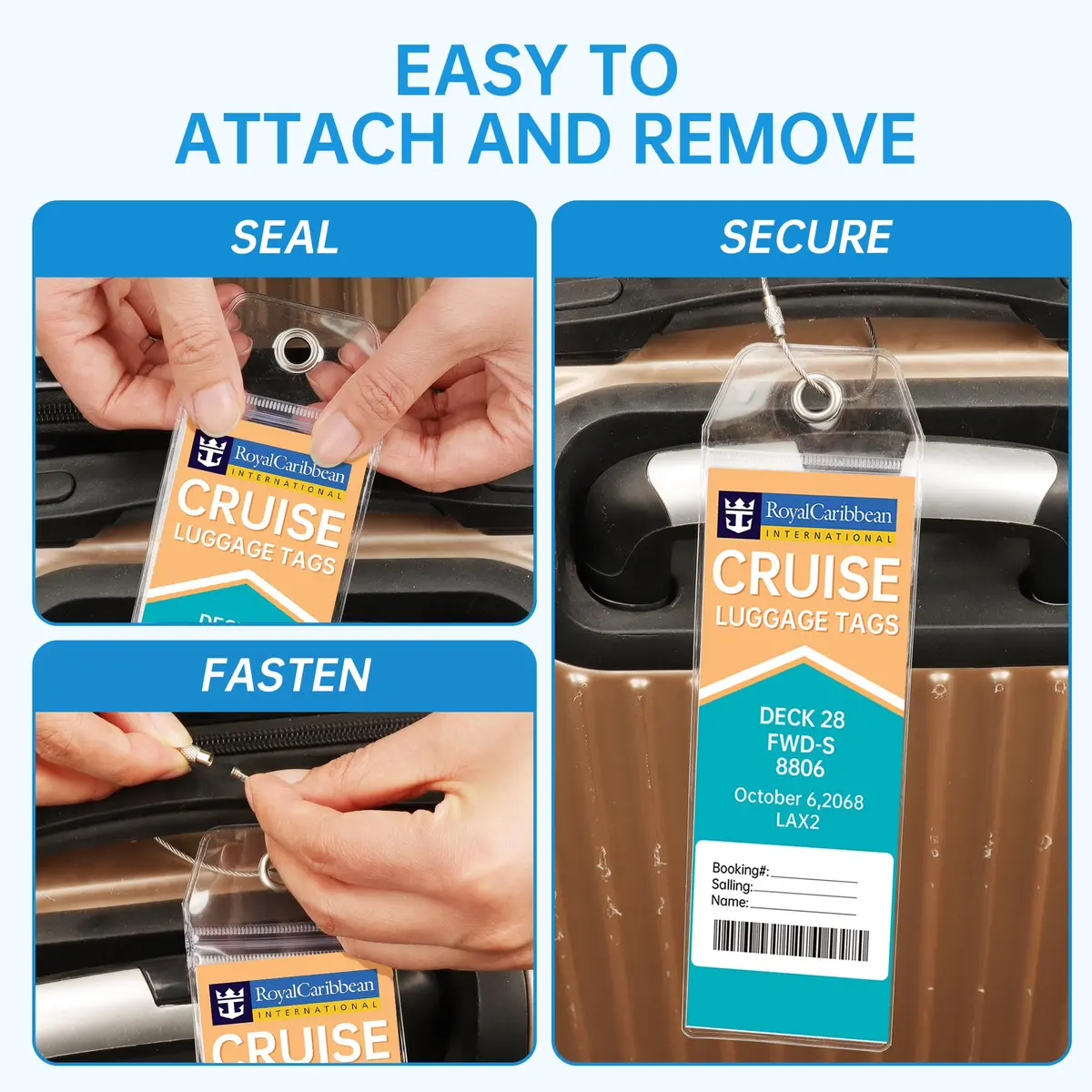 Teskyer Clear Cruise Luggage Tag Holder 8 Pack | Waterproof PVC with Steel Loop - view 6