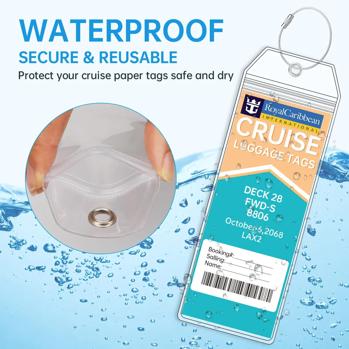 Teskyer Clear Cruise Luggage Tag Holder 8 Pack | Waterproof PVC with Steel Loop - view 3