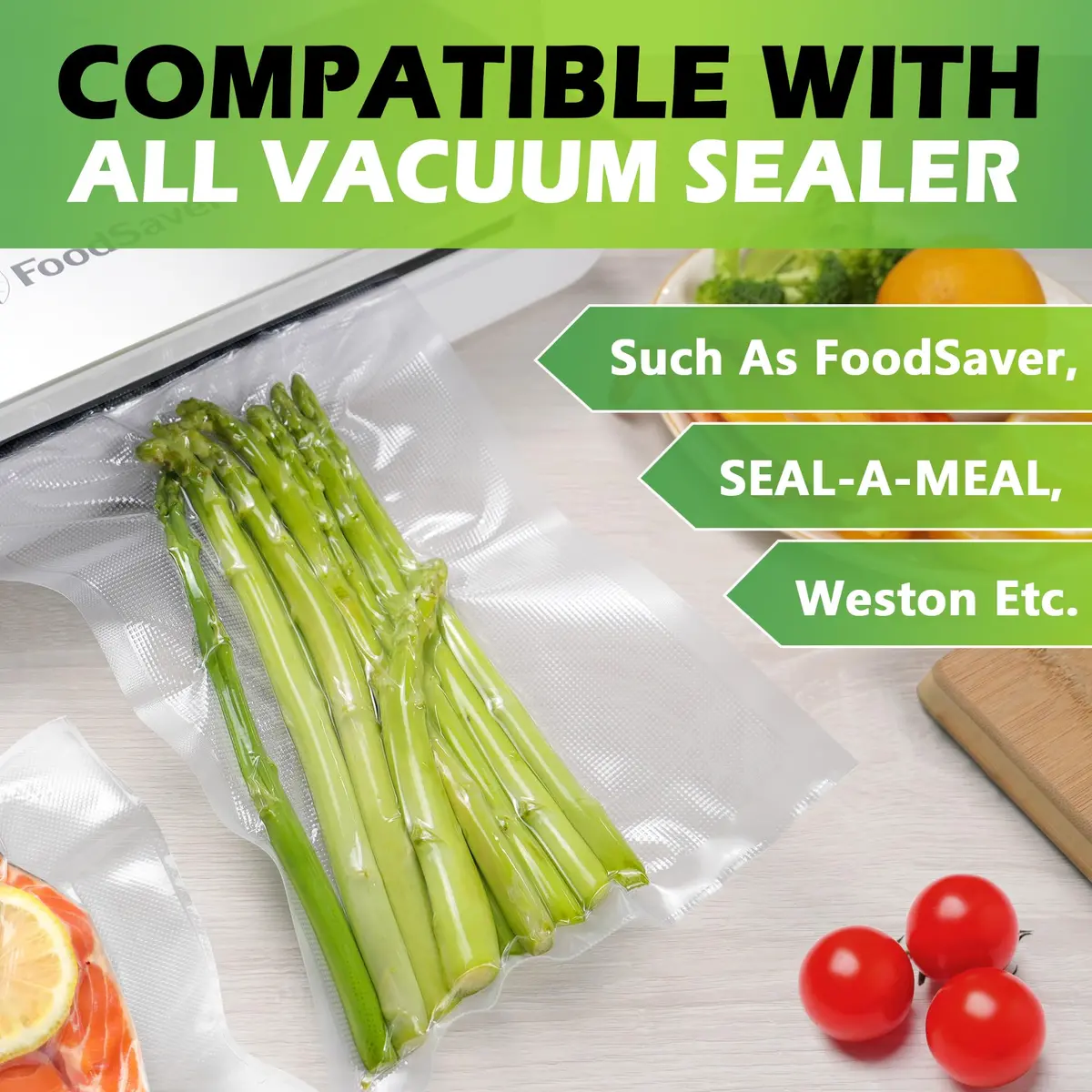 ReLuien Vacuum Sealer Bags 8x12 Inch | Heavy Duty, BPA-Free, Reusable Food Storage Bags - view 2