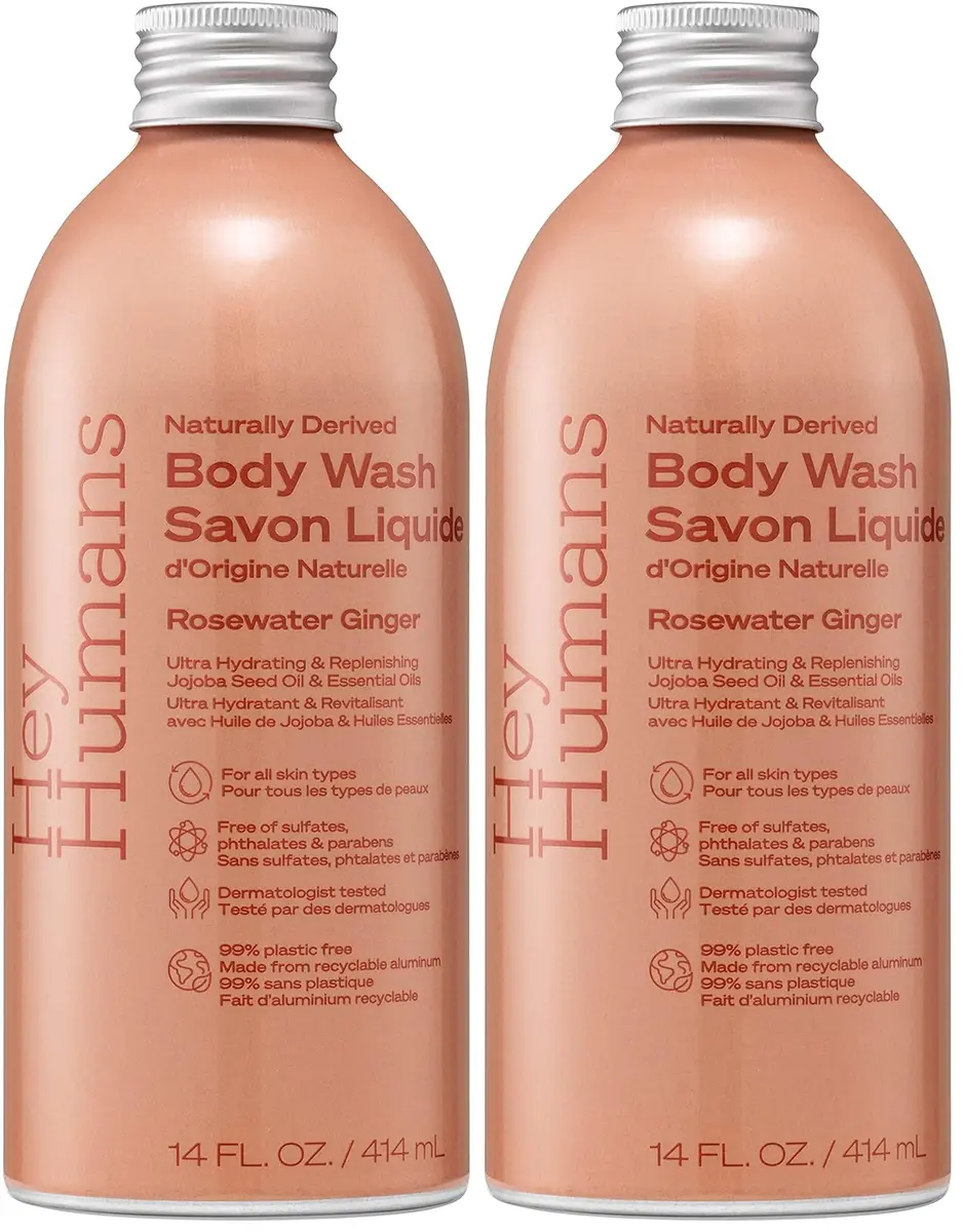 HEY HUMANS Rosewater Ginger Body Wash 13 oz | Vegan, Cruelty-Free, Hydrating - main product image
