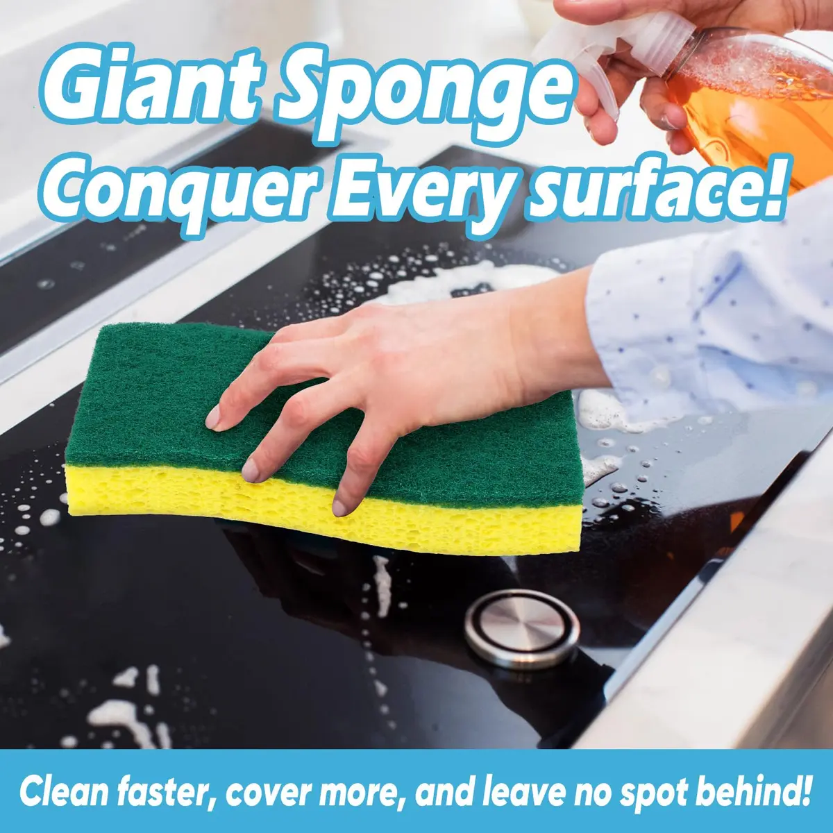 AIDEA XL Scrub Sponges Kitchen 6-Count, Heavy Duty Sponges for Dishes, Green-Extra Large | Dual-Sided Cleaning Power - view 5