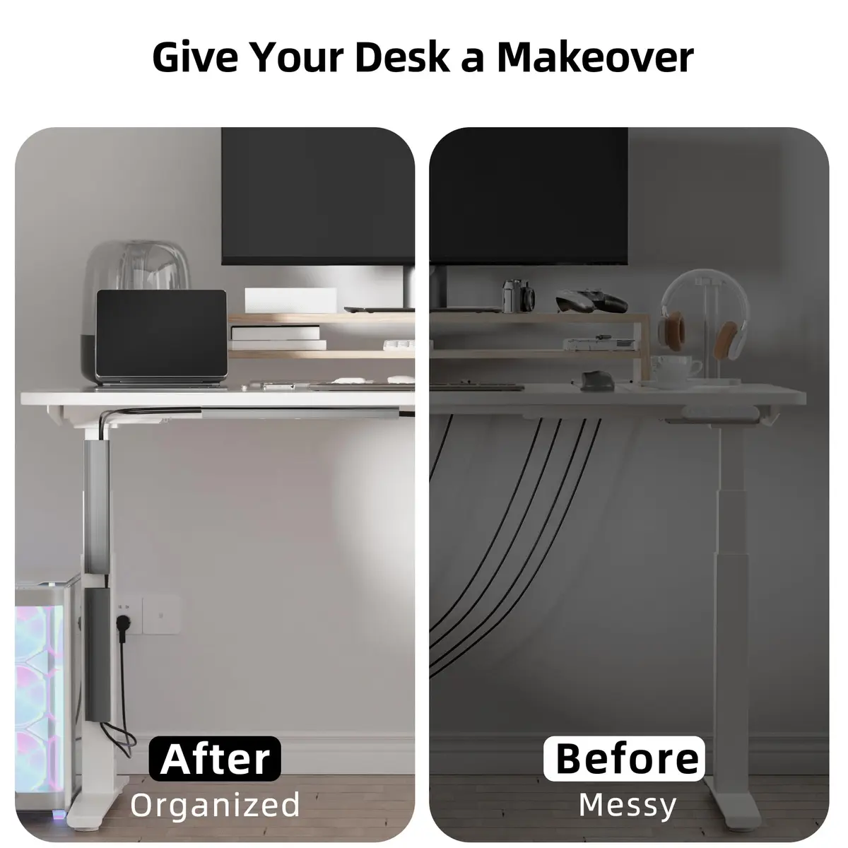 Yecaye 94.2 in Cable Management Under Desk | Easy Install Adhesive Mount Cord Hider, Wire Organizer, Child & Pet Proof, Grey - view 6