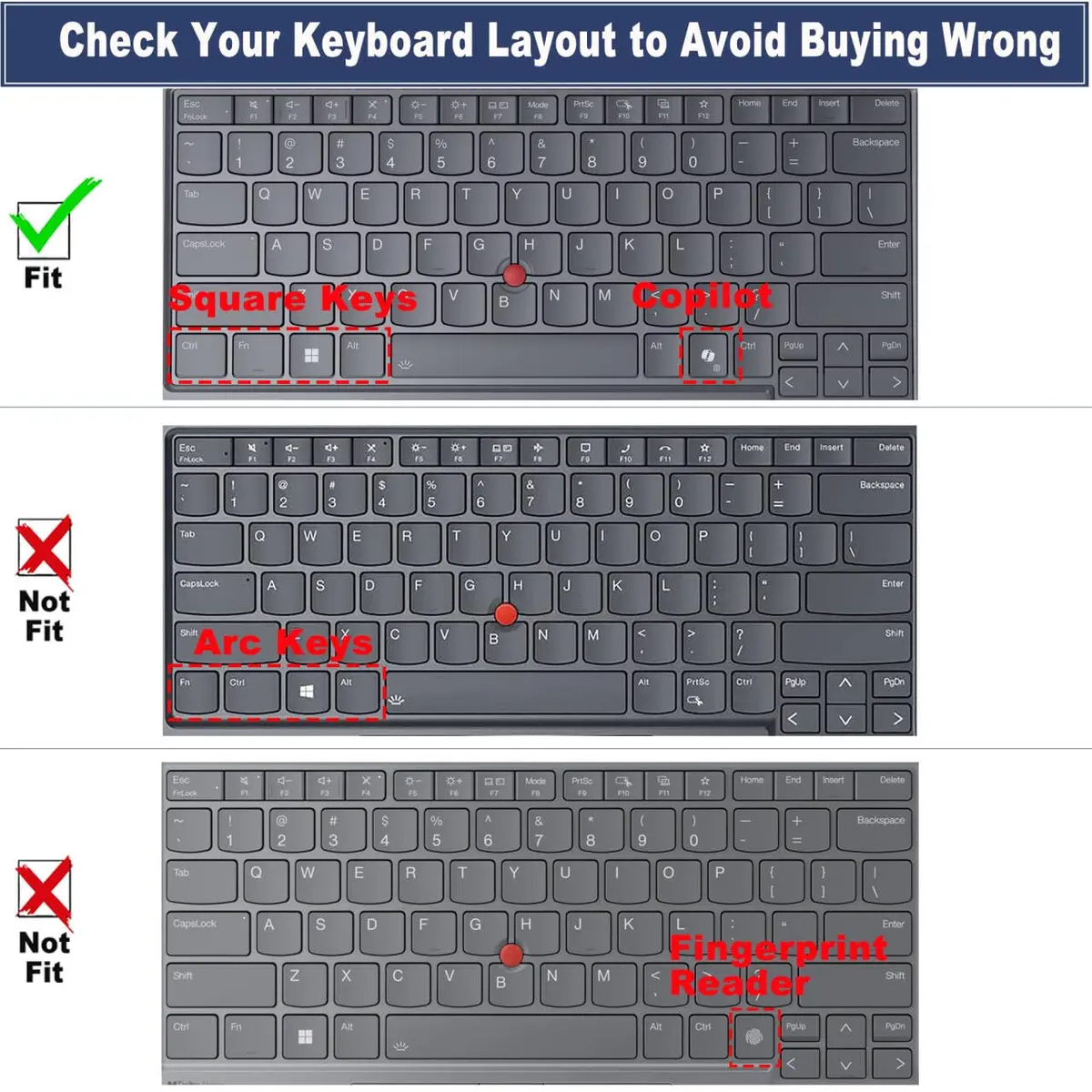 MUBUY-GOL Keyboard Cover for 2026 2025 Lenovo ThinkPad 14 E14 T14 T14s L14 P14s Gen 7/6/5 | US Layout, Waterproof, Dustproof - view 2
