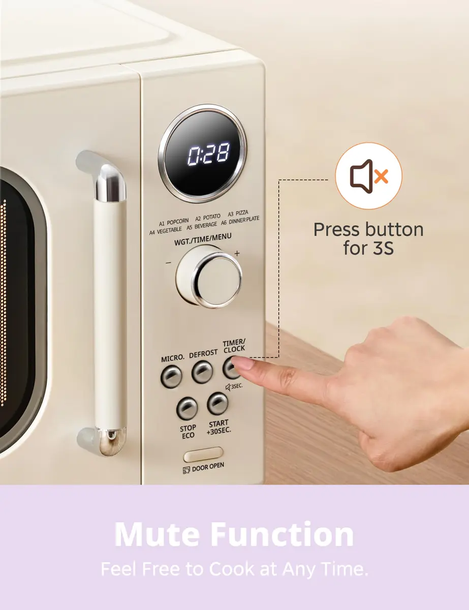 COMFEE' Retro Microwave Oven 0.9 Cu.Ft 900W | Compact Retro Kitchen Appliance - view 5