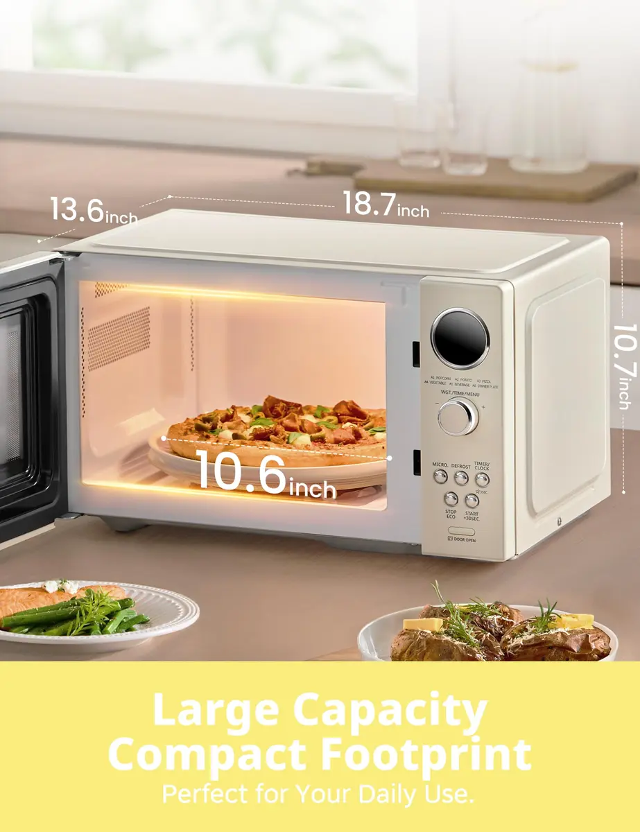 COMFEE' Retro Microwave Oven 0.9 Cu.Ft 900W | Compact Retro Kitchen Appliance - view 4