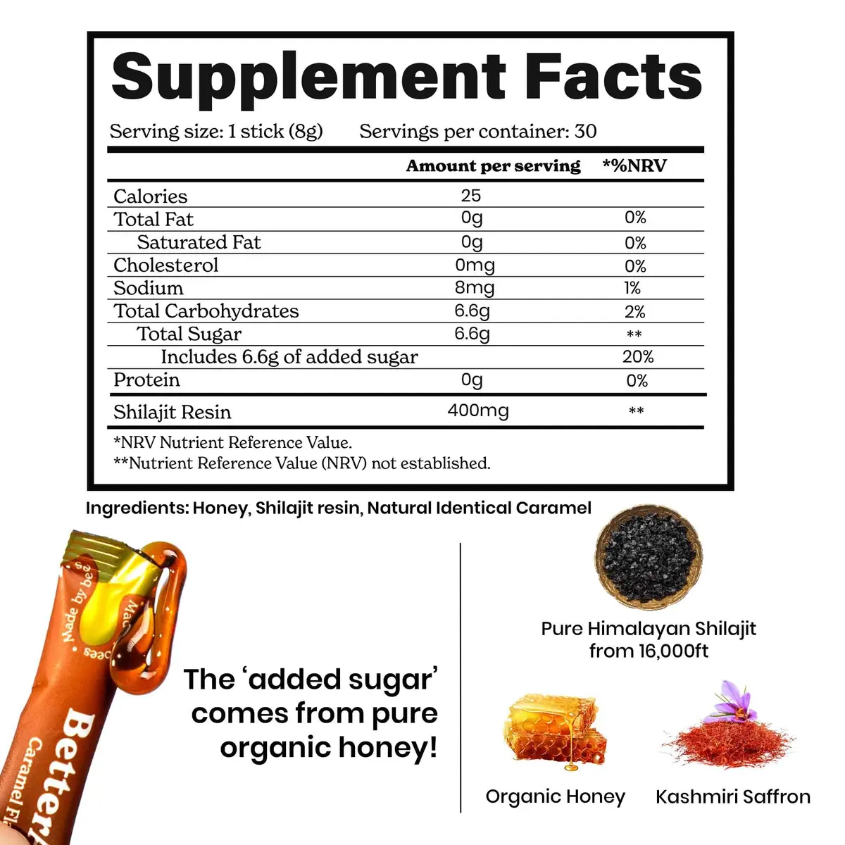 Better Alt Himalayan Shilajit Caramel Honey Sticks | Energy & Immunity Support | 30 Sticks - view 7