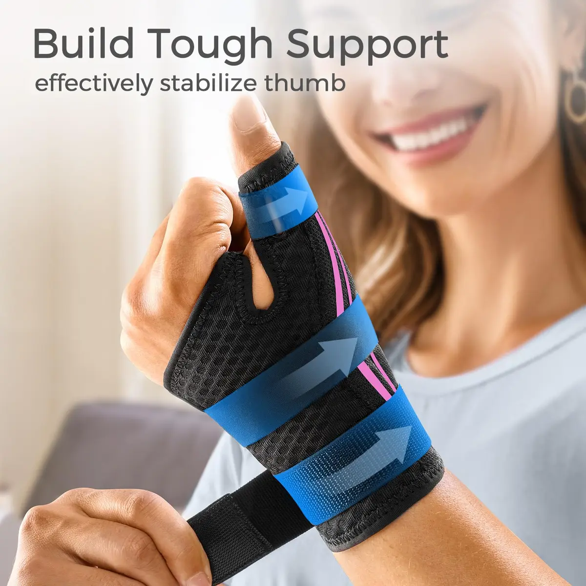 FREETOO Thumb and Wrist Brace for Arthritis Support | Ergonomic, Breathable & Adjustable (S/M - Fit both hands) - view 3