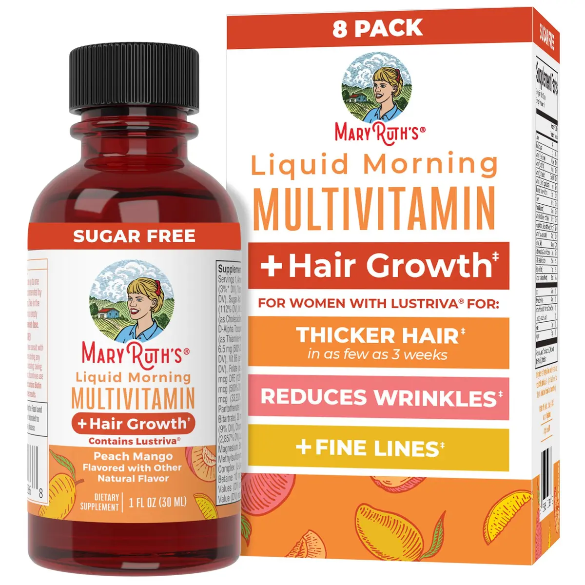 MARYRUTH'S Liquid Multivitamin + Hair Growth Travel Pack 1 Fl Oz (30ml) | Clinically Tested for Thicker Hair - main product image