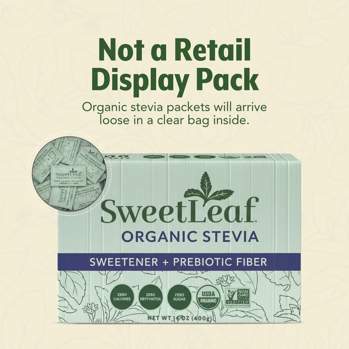 SweetLeaf Organic Stevia Powder Sweetener, Sugar Free | Bulk Pack, 500 Packets, Zero Calories - view 9