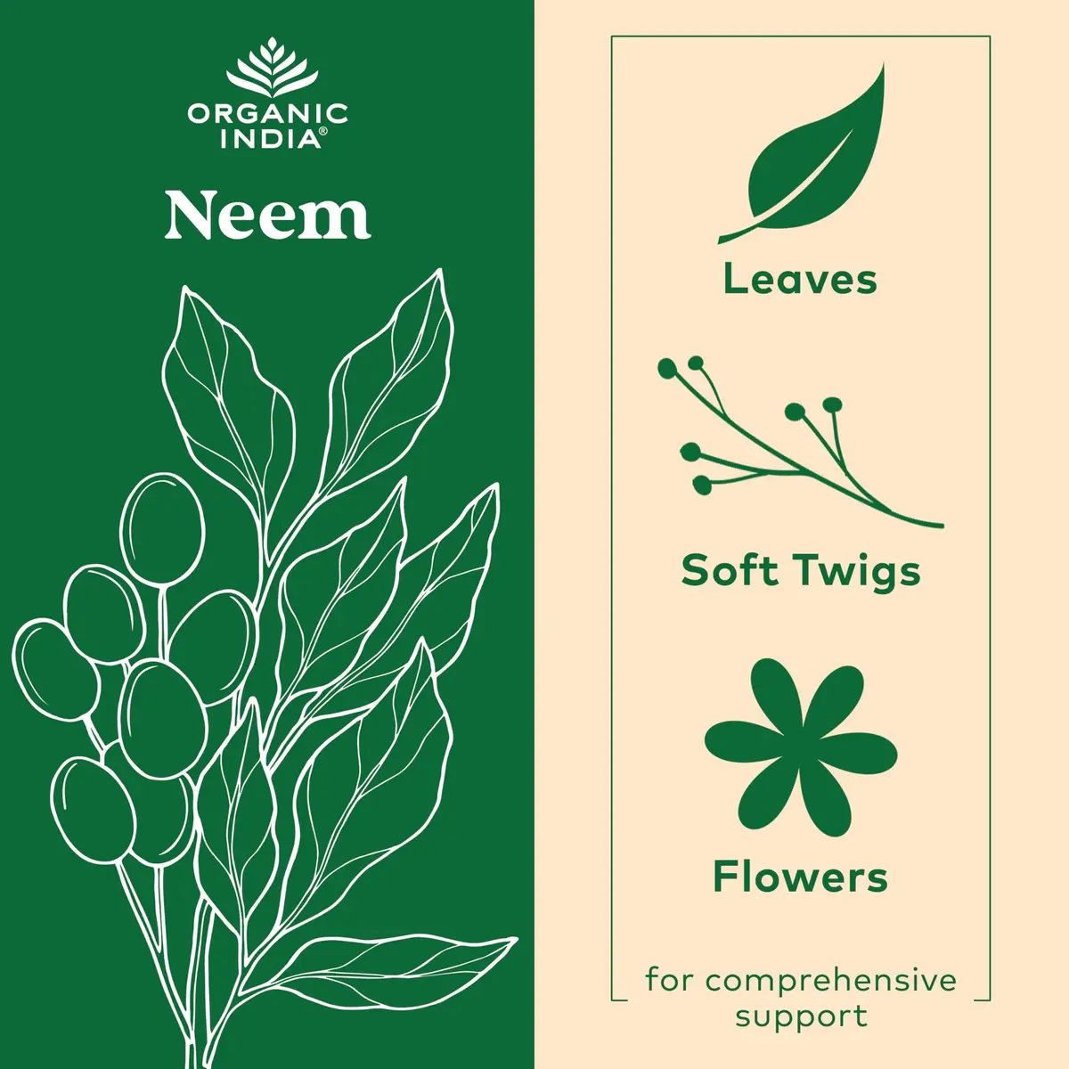 ORGANIC INDIA Neem Leaf Capsules | Herbal Supplement for Immunity & Detox, 180 Capsules - view 3