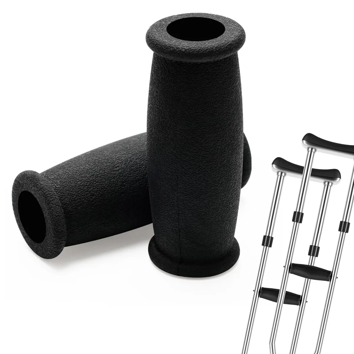 AHIER Crutch Hand Grip 10cm Cushioned Black | Shock Absorbing, Durable & Universal Fit - main product image