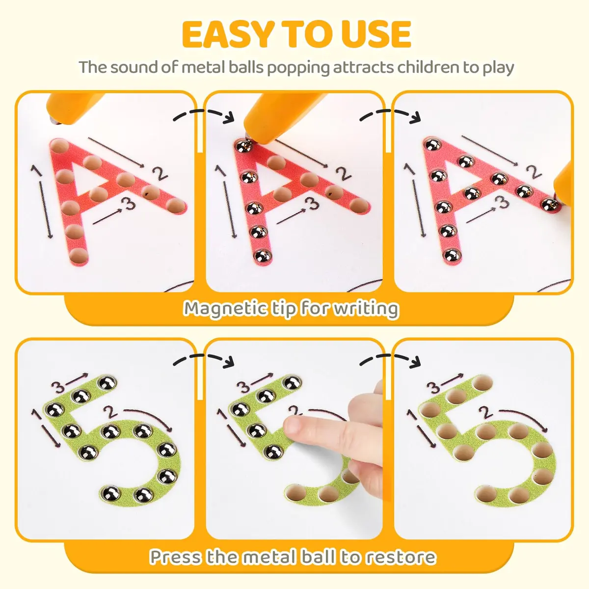 GAMENOTE Magnetic Letter Number Board Double Sided 2-in-1 ABC 123 Tracing Set | Educational Toy for Toddlers Kids - view 3