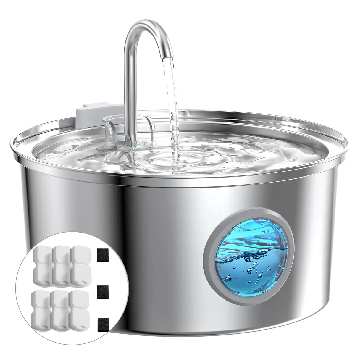 GIOTOHUN Cat Fountain Stainless Steel 3.2L | Quiet, Durable & Easy to Clean - main product image