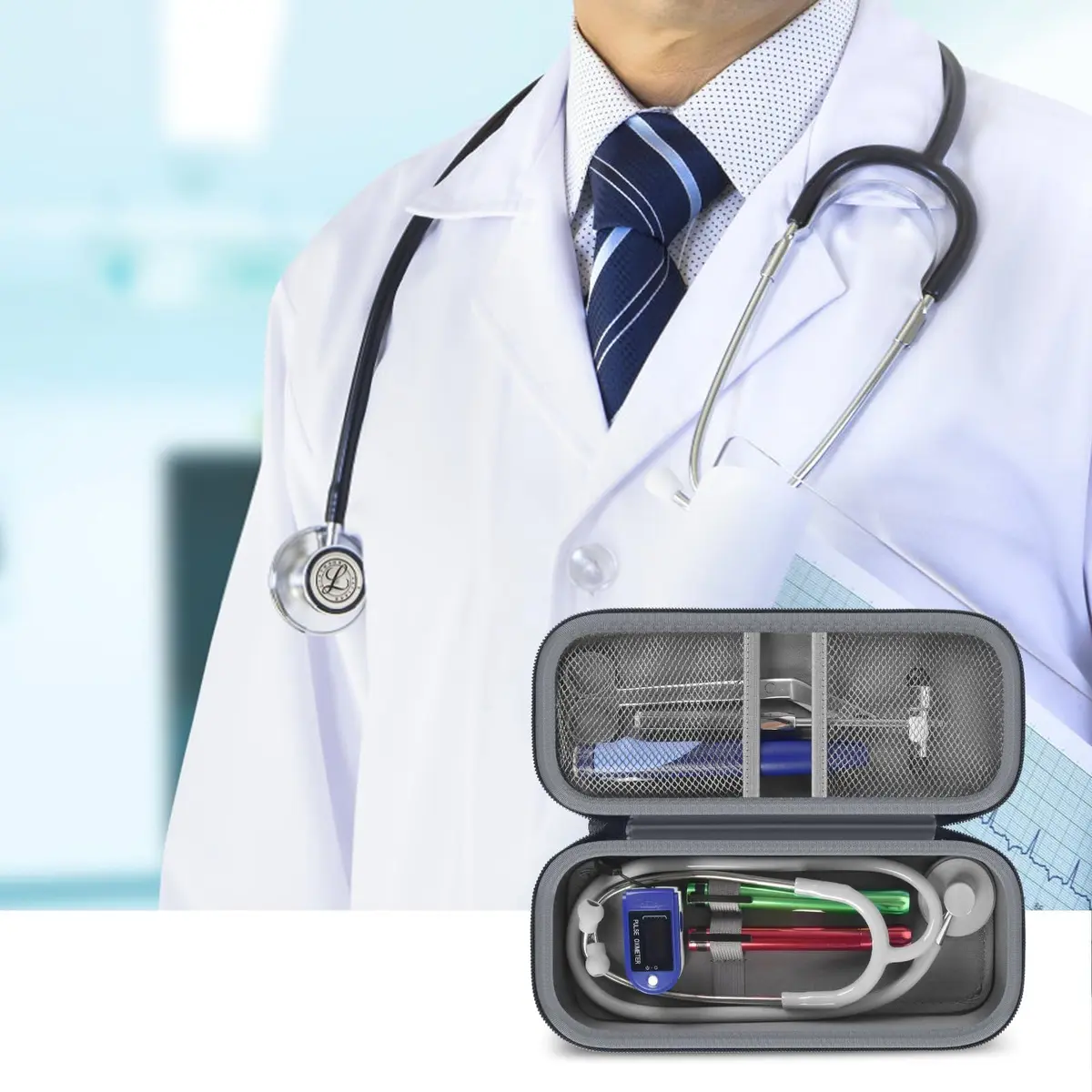 ALKOO Grey Stethoscope Case for 3M Littmann Classic III & Cardiology IV | Professional Healthcare - view 7