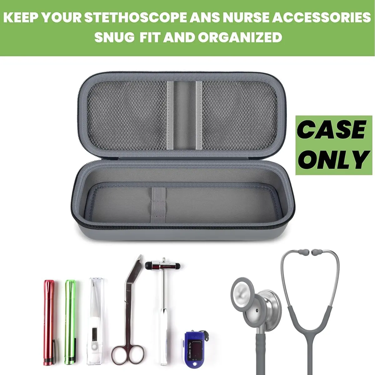 ALKOO Grey Stethoscope Case for 3M Littmann Classic III & Cardiology IV | Professional Healthcare - view 2
