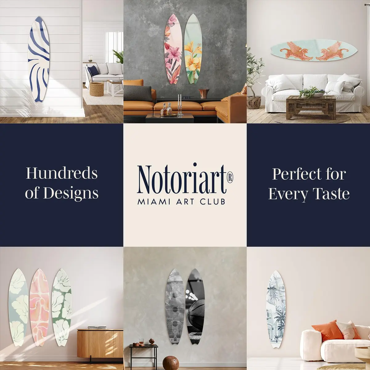 NotoriArt Surfboard Acrylic Wall Art 15" x 60" | Coastal Modern High-Gloss Decor - view 6