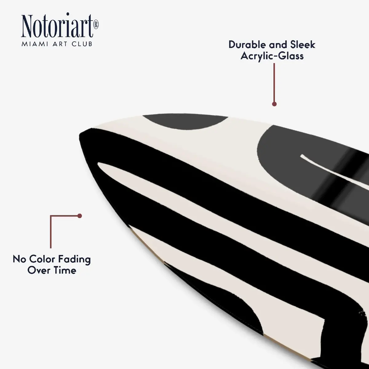 NotoriArt Surfboard Acrylic Wall Art 15" x 60" | Coastal Modern High-Gloss Decor - view 4