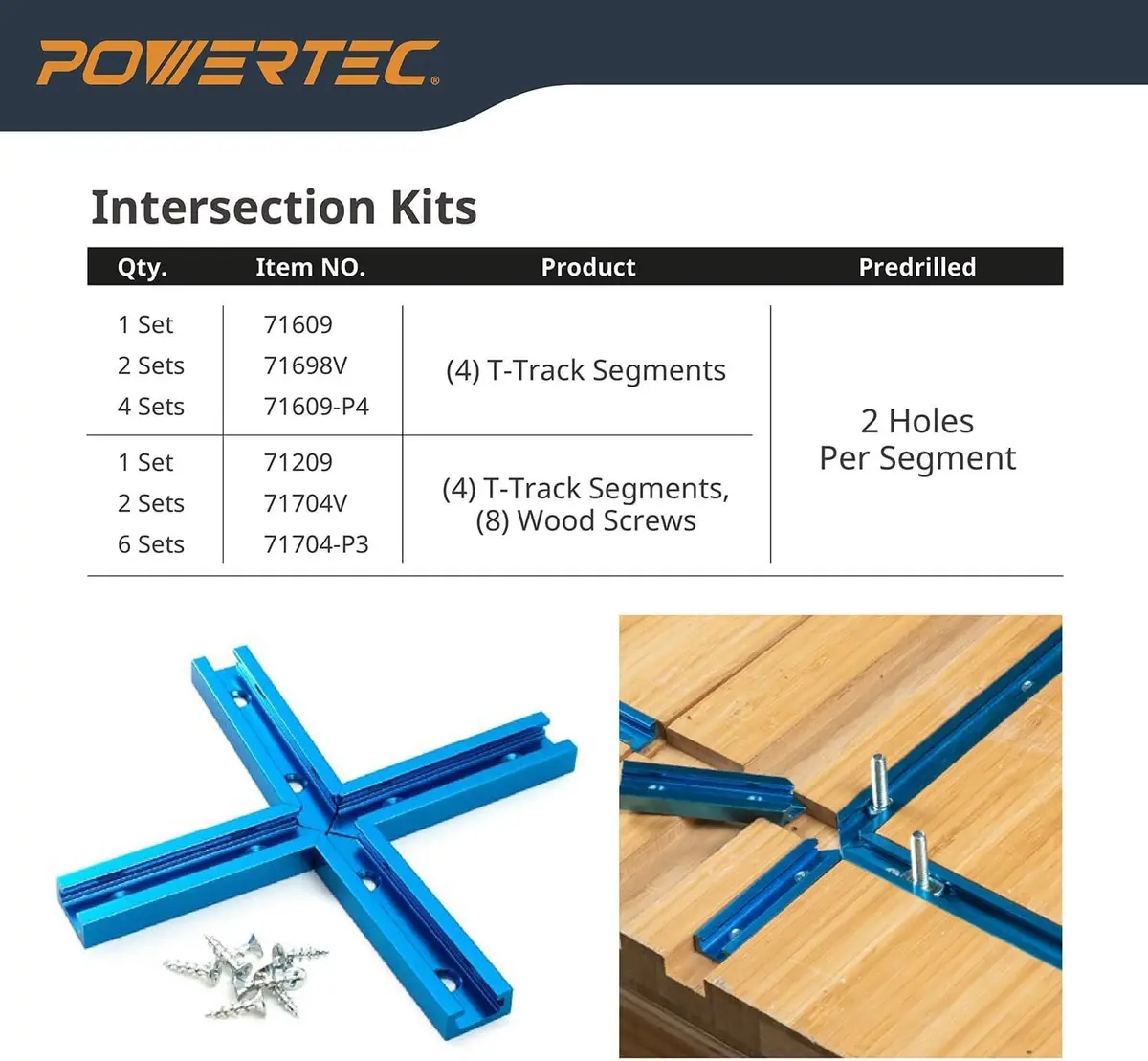 POWERTEC 71372V 36 Inch Double-Cut Profile Universal T-Track with Predrilled Holes | Durable Aluminum for Woodworking (70-120 chars) - view 5