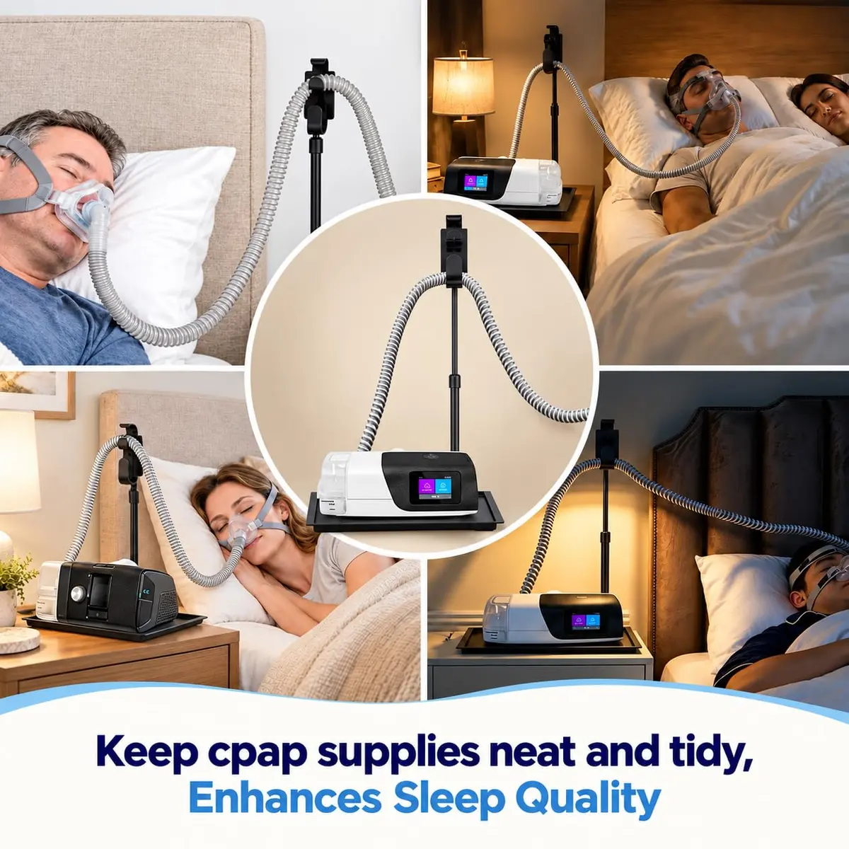 Aifeedi CPAP Protector Mat - Bedside Organizer & Hose Holder | Travel-Friendly, Keeps Supplies Neat (Matte Black) - view 4