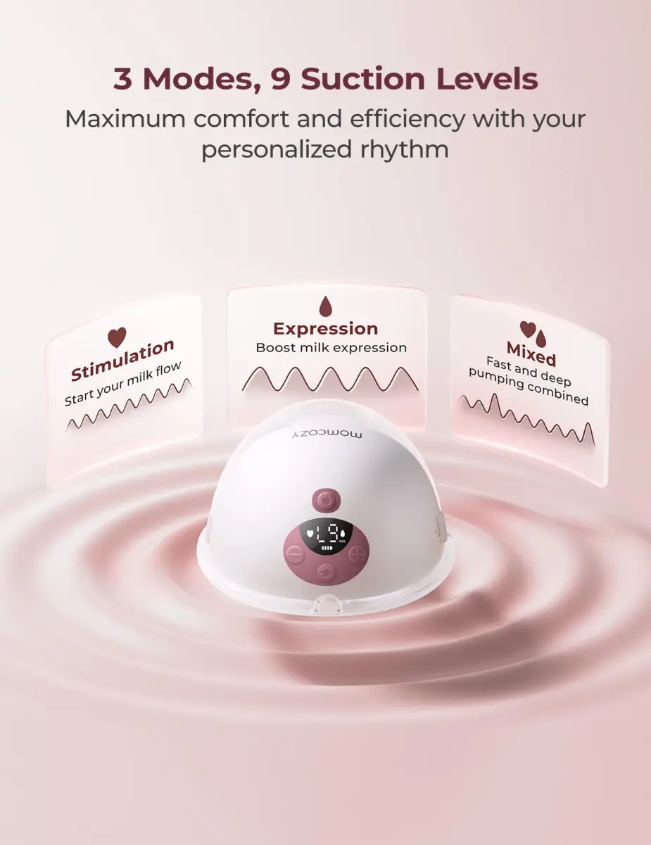 Momcozy M5 Smart Wearable Breast Pump, Cozy Red 24mm Flange | App Controlled, Hands-Free, 3 Modes 9 Levels - view 5