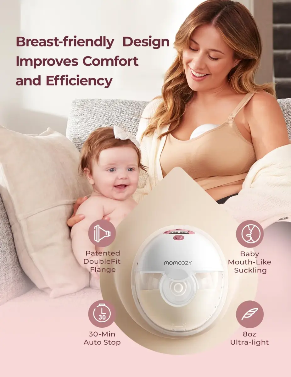 Momcozy M5 Smart Wearable Breast Pump, Cozy Red 24mm Flange | App Controlled, Hands-Free, 3 Modes 9 Levels - view 4