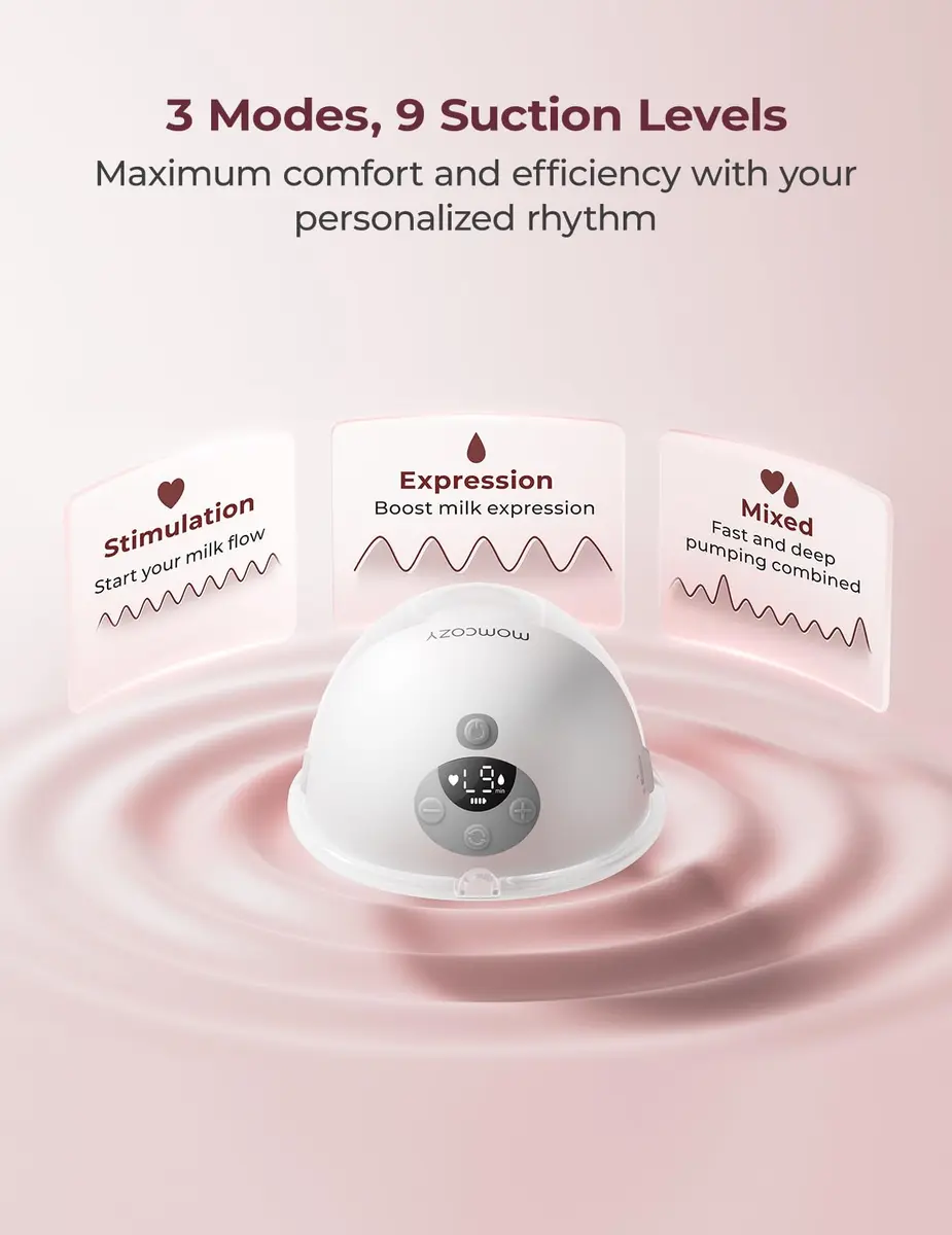 Momcozy M5 Smart APP Controlled Wearable Breast Pump, Hands-Free Wireless Electric Pump, 3 Modes 9 Levels, 24mm Flange, Quill Gray - view 5