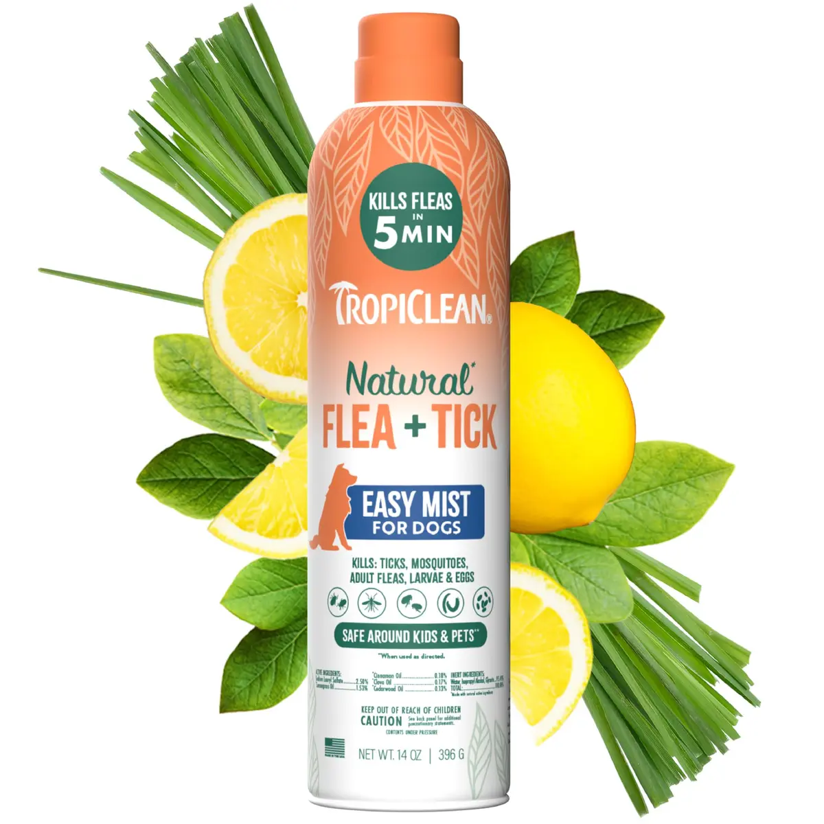 TropiClean Flea Spray for Dogs 14oz | Gentle Flea & Tick Prevention - main product image