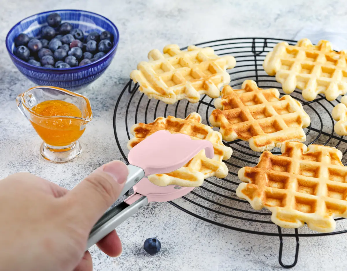 StarBlue Mini Waffle Tongs Pink – 8 Inch Silicone & Nylon Serving Tongs | Heat-Resistant Up to 400°F - view 3