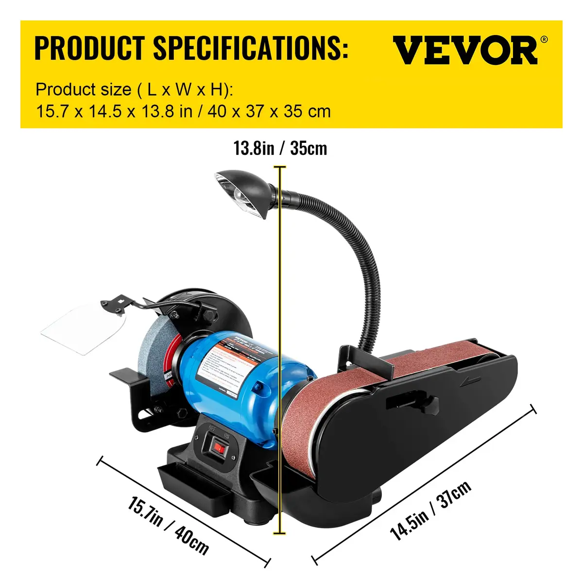 VEVOR 2IN1 2" Belt Grinder for Knife Making | 6" Belt Sander with LED Lamp (27.2kg, 60lb) - view 6