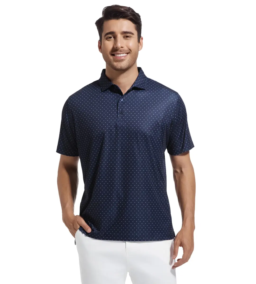 Alex Vando Mens Golf Shirt Moisture Wicking Classic Print, Navy Sail, XXL | Breathable, Flex & Style - view 2
