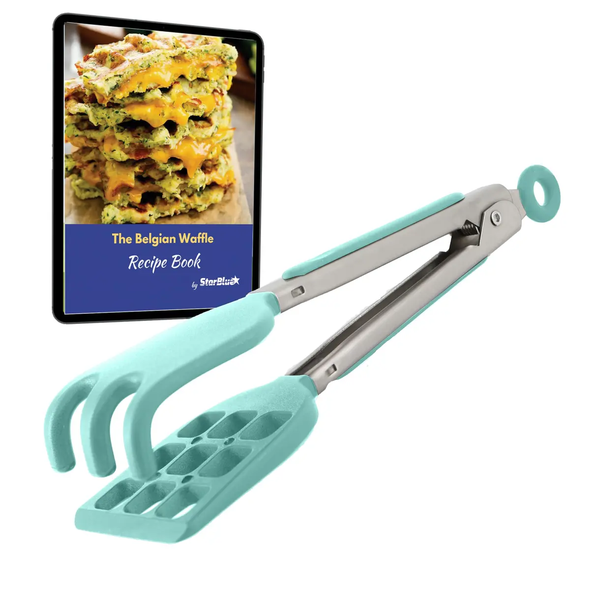 StarBlue Mini Waffle Tongs 8 Inches (20.32 cm) | Heat-Resistant Nylon & Stainless Steel Serving Tongs - main product image