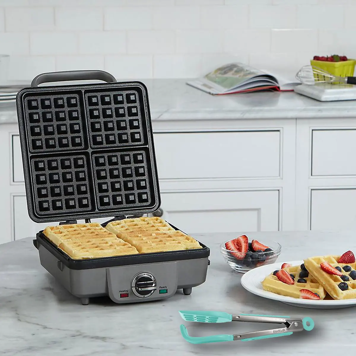StarBlue Mini Waffle Tongs 8 Inches (20.32 cm) | Heat-Resistant Nylon & Stainless Steel Serving Tongs - view 6