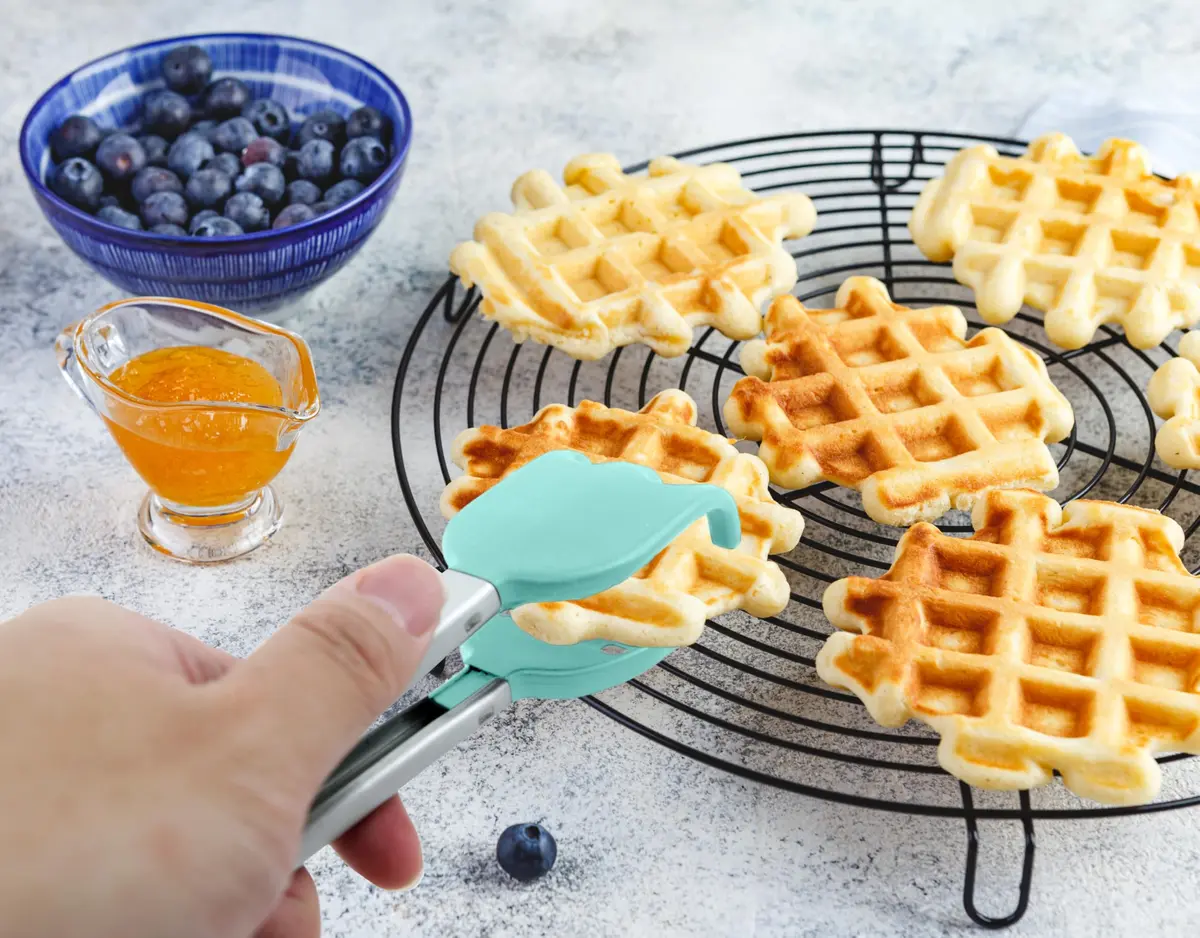 StarBlue Mini Waffle Tongs 8 Inches (20.32 cm) | Heat-Resistant Nylon & Stainless Steel Serving Tongs - view 3