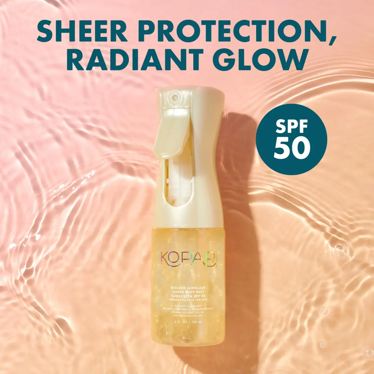 Kopari Golden Sunglaze Sheer Body Mist Sunscreen SPF 50, 140ml (4.7 fl oz) | Hydrates, Brightens, and Gives Skin a Glowy Finish - view 2