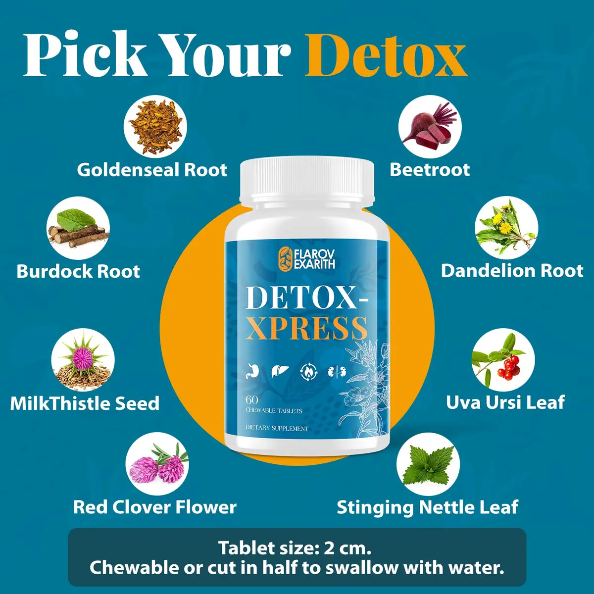 Flarovexarith Canna Cleanse 7-Day Detox Tablets | Liver & Kidney Support, 60 Count - view 2