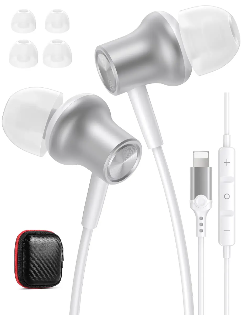 iMangoo MFi-Certified Wired Earbuds for Lightning Connector | HiFi Stereo with Mic & Volume Control - main product image