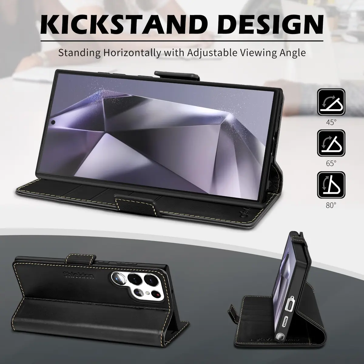 SHIELDON Genuine Leather Wallet Case for Galaxy S25 Ultra 6.9" | RFID Card Slots & Shockproof - view 5